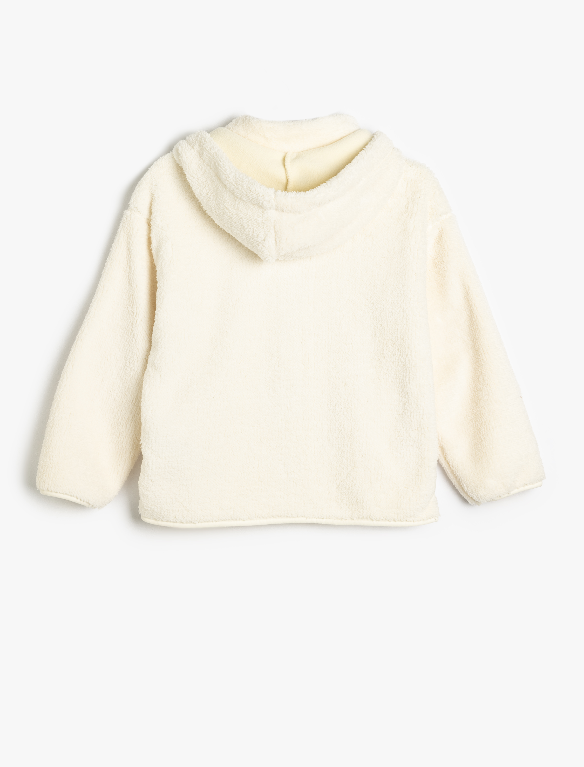  Kız Çocuk Uzun Kollu Fermuarlı Dik Yaka Kapşonlu Polar Ceket