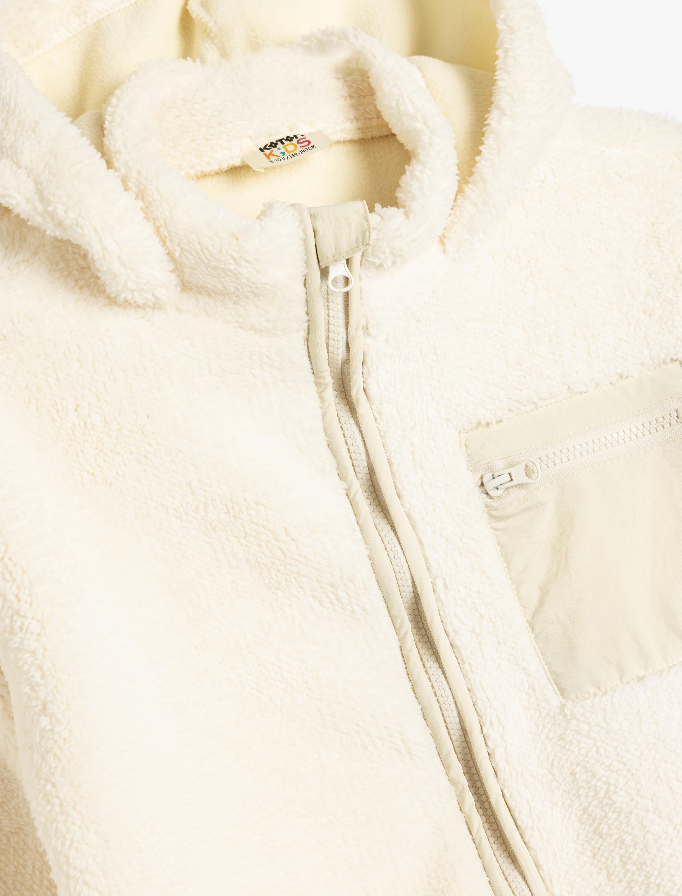  Kız Çocuk Uzun Kollu Fermuarlı Dik Yaka Kapşonlu Polar Ceket