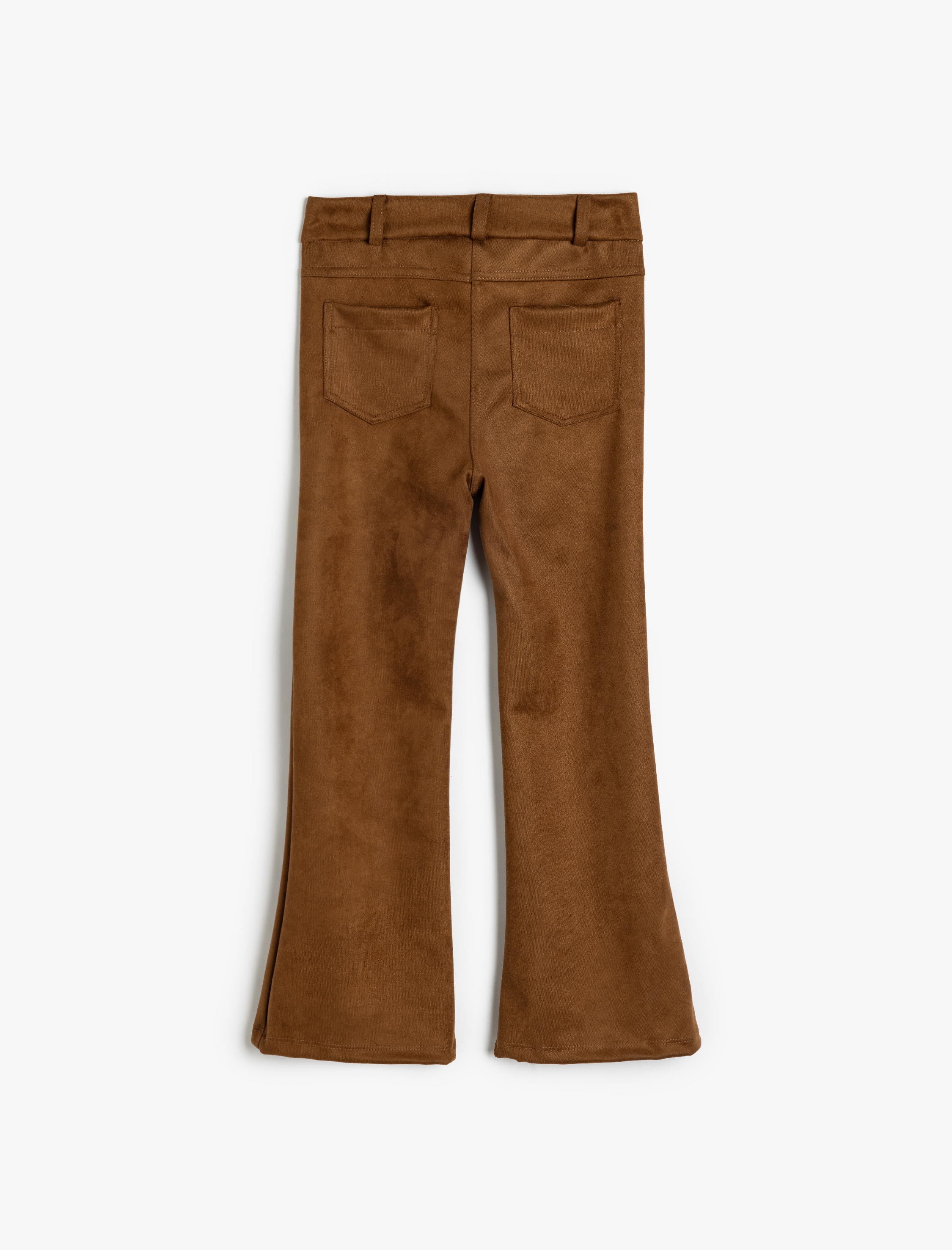  Kız Çocuk Nervürlü Cep Detaylı İspanyol Paça Pantolon