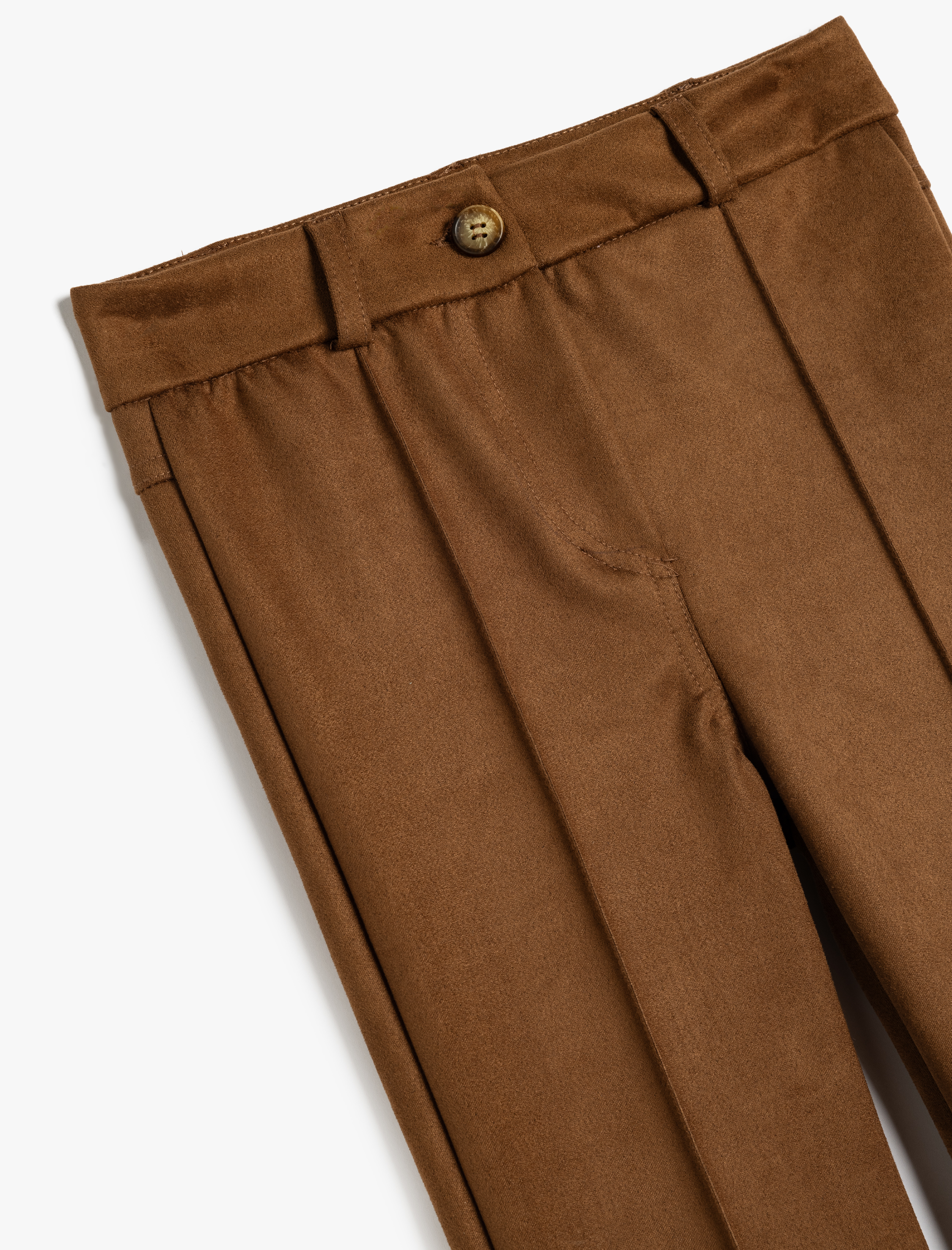  Kız Çocuk Nervürlü Cep Detaylı İspanyol Paça Pantolon