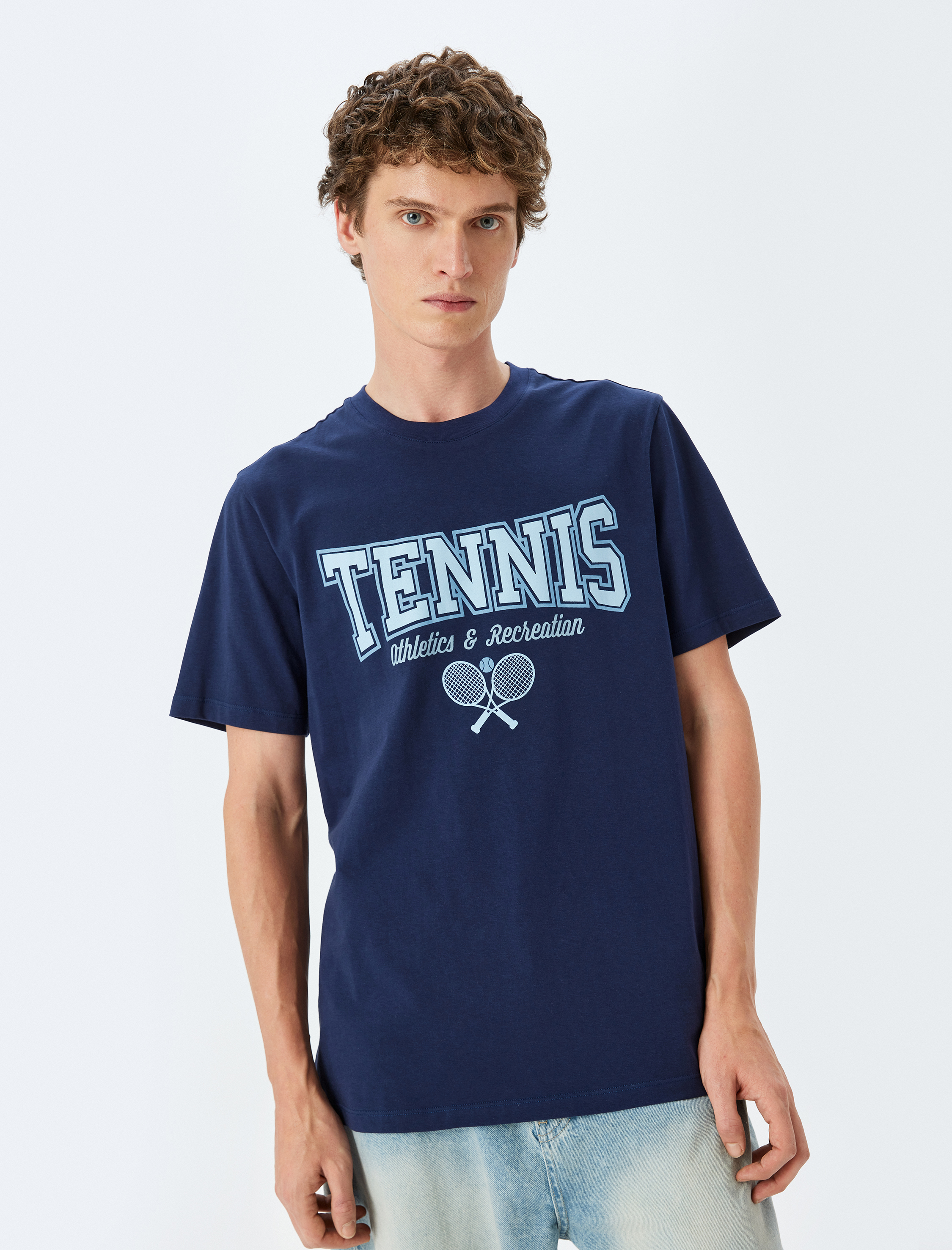   Bisiklet Yaka Pamuklu Regular Fit Kısa Kollu Slogan Baskılı Tişört