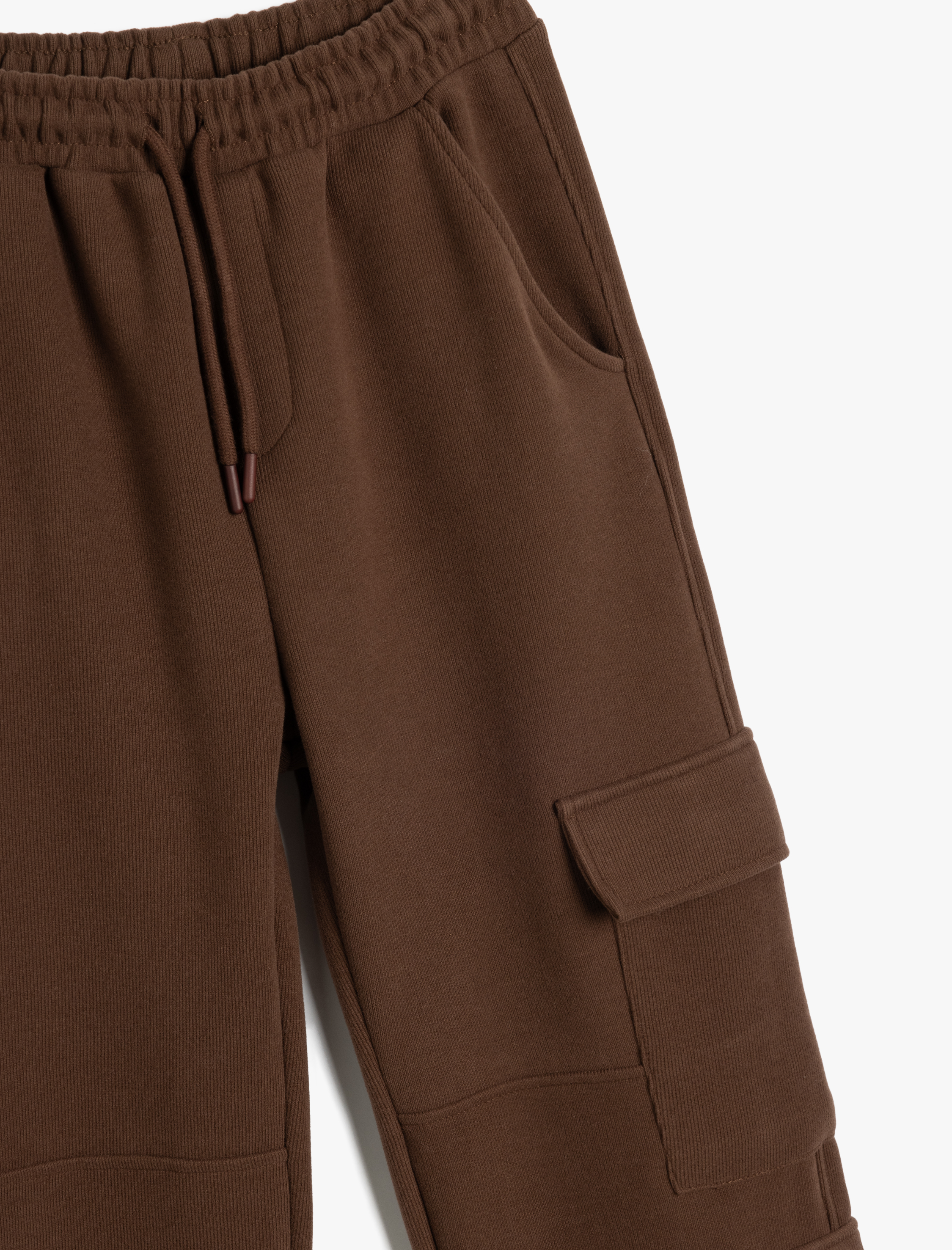  Erkek Çocuk Şardonlu Pamuklu Beli Bağlamalı Kargo Cepli Jogger Eşofman Altı