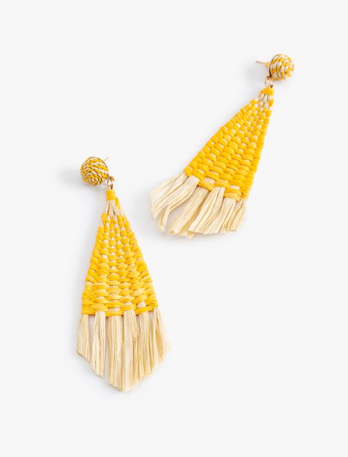 Kadın Örgü Hasır Küpe Sallantılı - Koton X Melis Ağazat