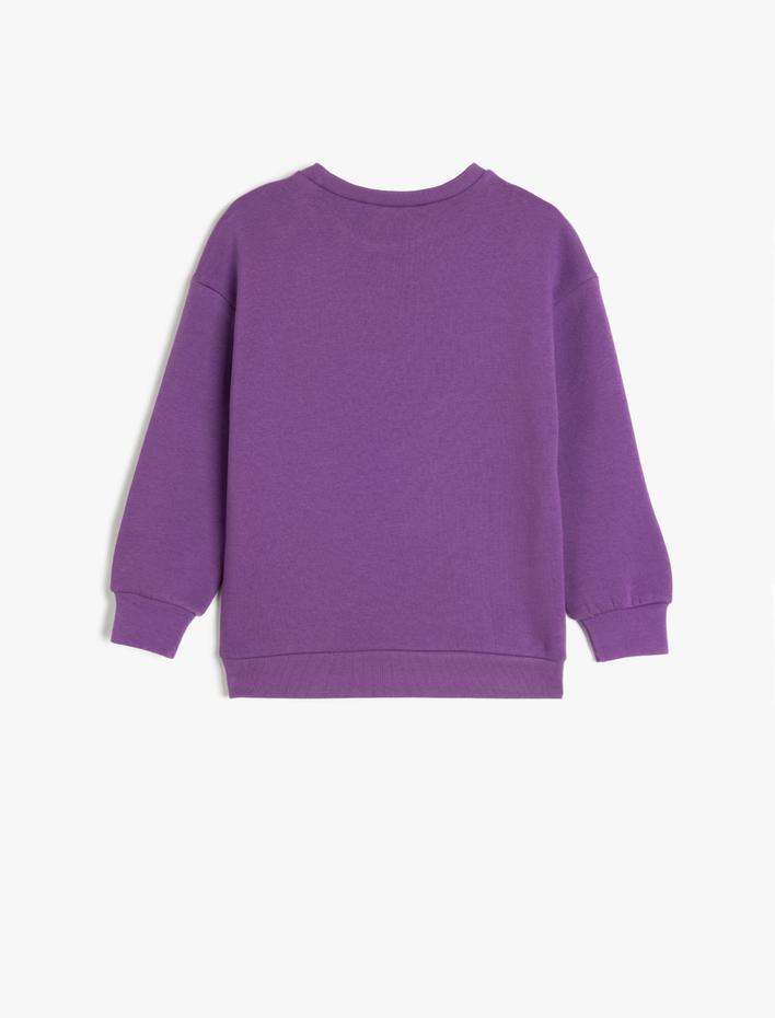 Kız Çocuk Sweatshirt Kalp Baskılı Şardonlu Pamuklu