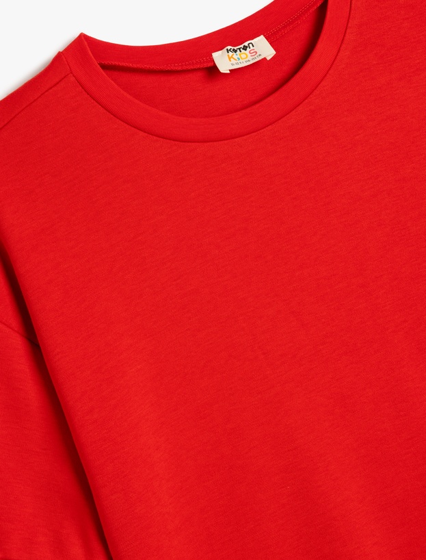 Oversize Basic Tişört Kısa Kollu Bisiklet Yaka Pamuklu_2