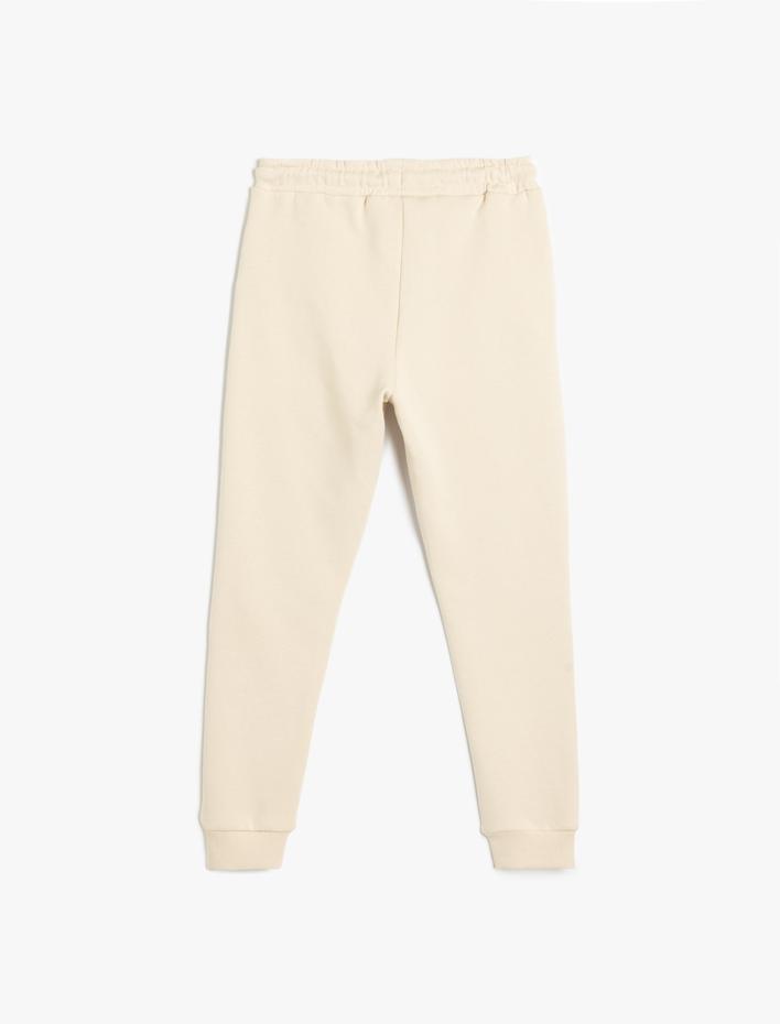 Erkek Çocuk Baskı Detaylı Cepli Pamuklu Beli Bağlamalı Şardonlu Jogger Eşofman Altı