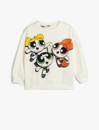 Powerpuff Girls Sweatshirt Lisanslı Uzun Kollu Bisiklet Yaka Şardonlu