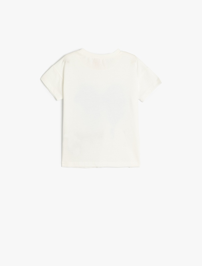 Kız Bebek Tişört Fiyonk Baskılı Kısa Kollu Bisiklet Yaka Pamuklu