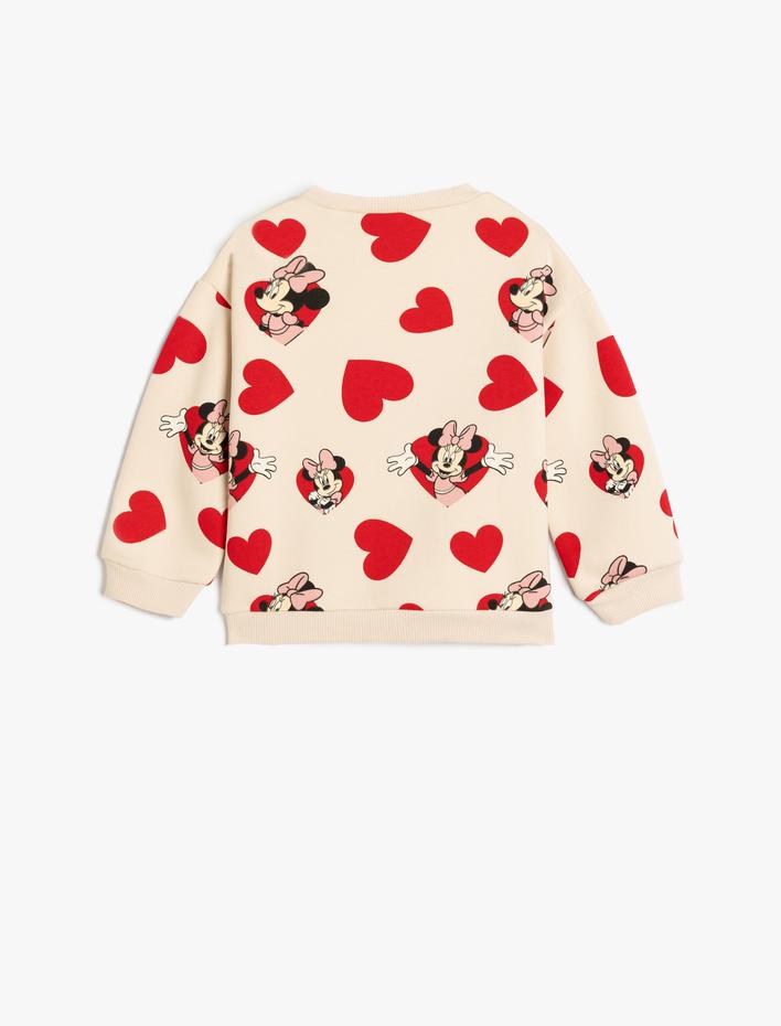 Kız Bebek Pamuklu Lisanslı Minnie Mouse Baskılı Uzun Kollu Şardonlu Sweatshirt