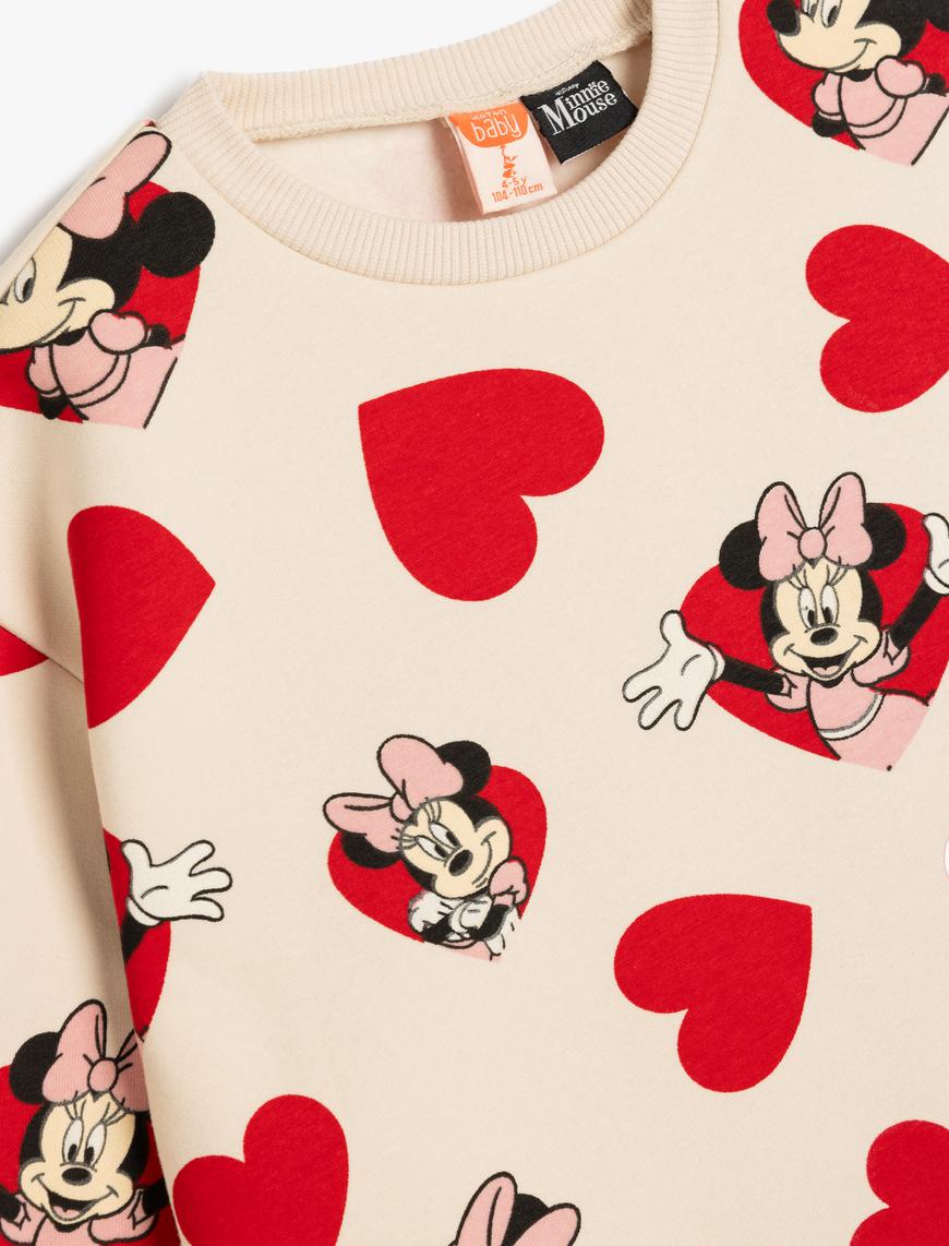  Kız Bebek Minnie Mouse Baskılı Sweatshirt Lisanslı Pamuklu Şardonlu