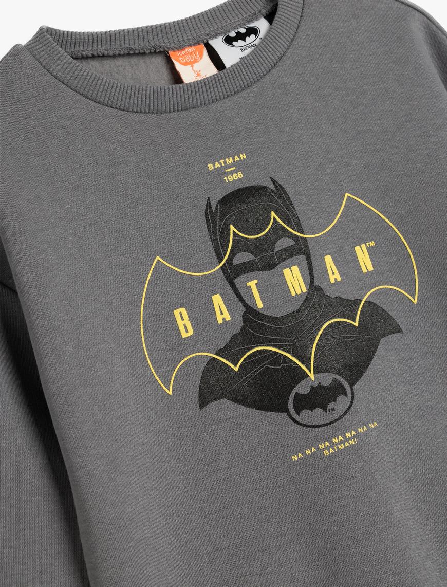  Erkek Bebek Batman Sweatshirt Lisanslı Uzun Kollu Bisiklet Yaka Pamuklu Şardonlu