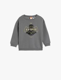 Batman Sweatshirt Lisanslı Uzun Kollu Bisiklet Yaka Pamuklu Şardonlu