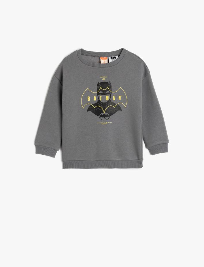 Erkek Bebek Batman Sweatshirt Lisanslı Uzun Kollu Bisiklet Yaka Pamuklu Şardonlu