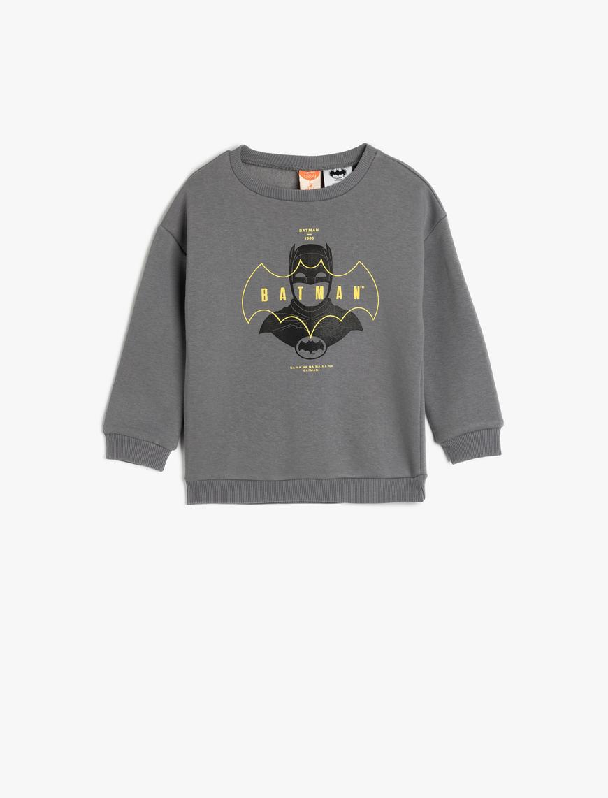  Erkek Bebek Batman Sweatshirt Lisanslı Uzun Kollu Bisiklet Yaka Pamuklu Şardonlu