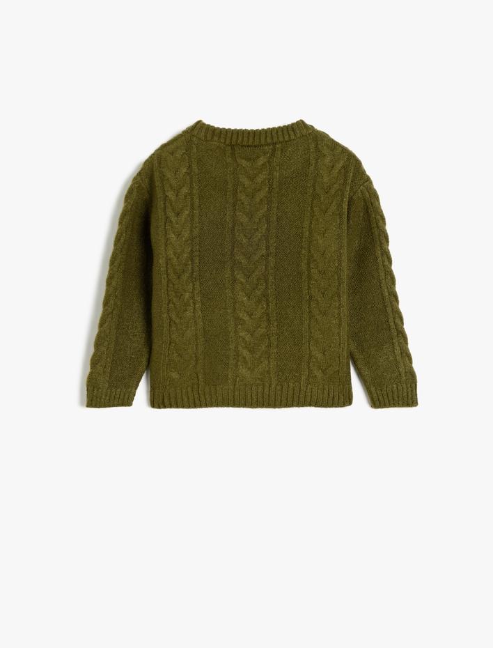 Kız Bebek Bisiklet Yaka Uzun Kollu Çiçek Desenli Triko Kazak