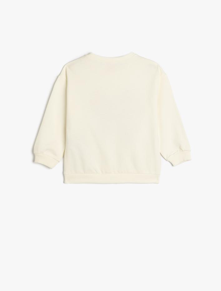 Kız Bebek Sweat Fiyonk Baskılı Uzun Kollu Bisiklet Yaka Pamuklu Şardonlu