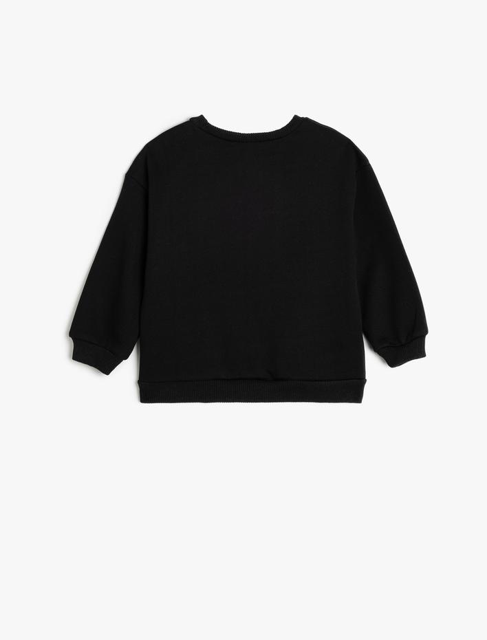 Kız Bebek Yılbaşı Temalı Baskı Detaylı Uzun Kollu Pamuklu Şardonlu Sweatshirt