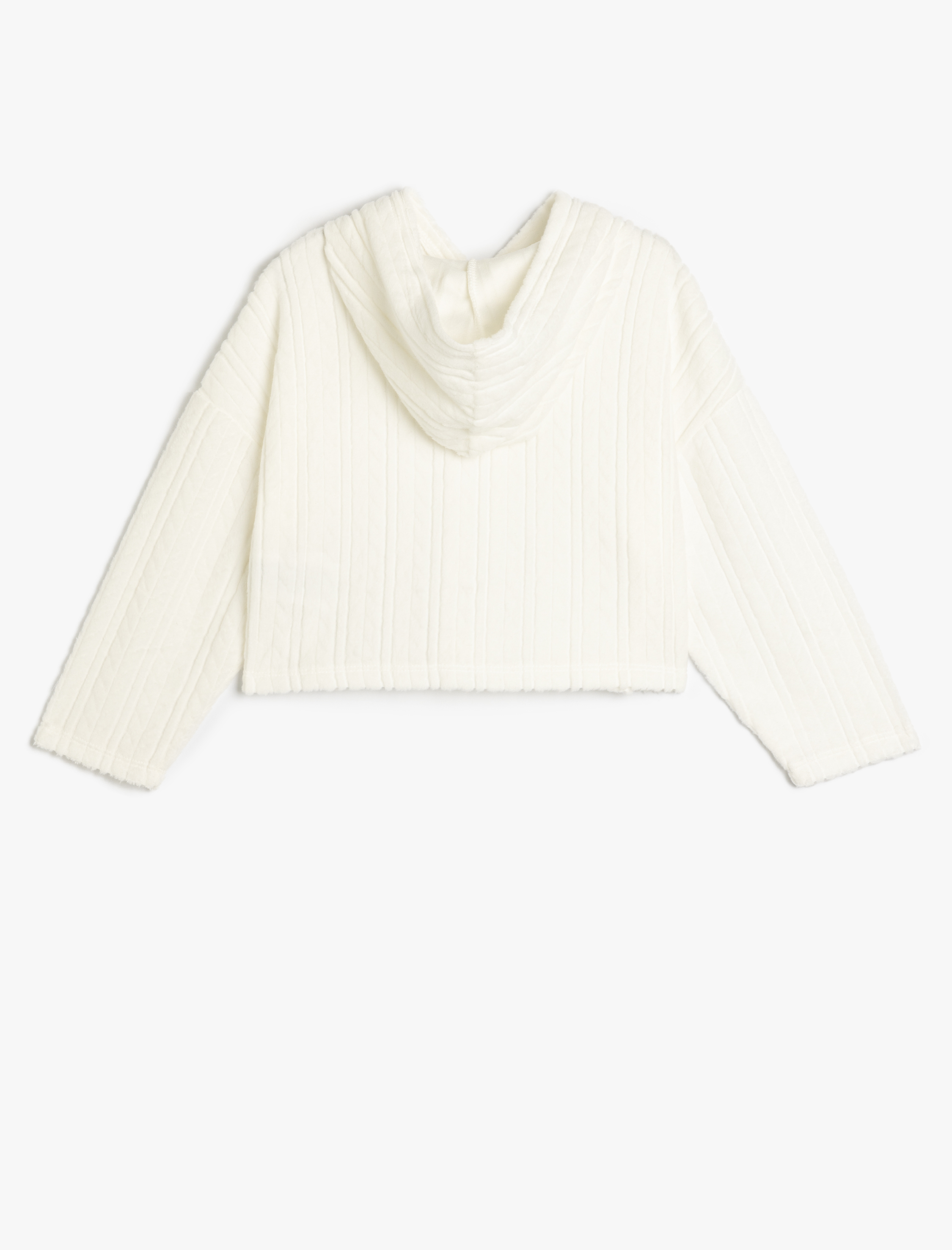 Kız Çocuk Kapşonlu Sweatshirt Uzun Kollu Dokulu