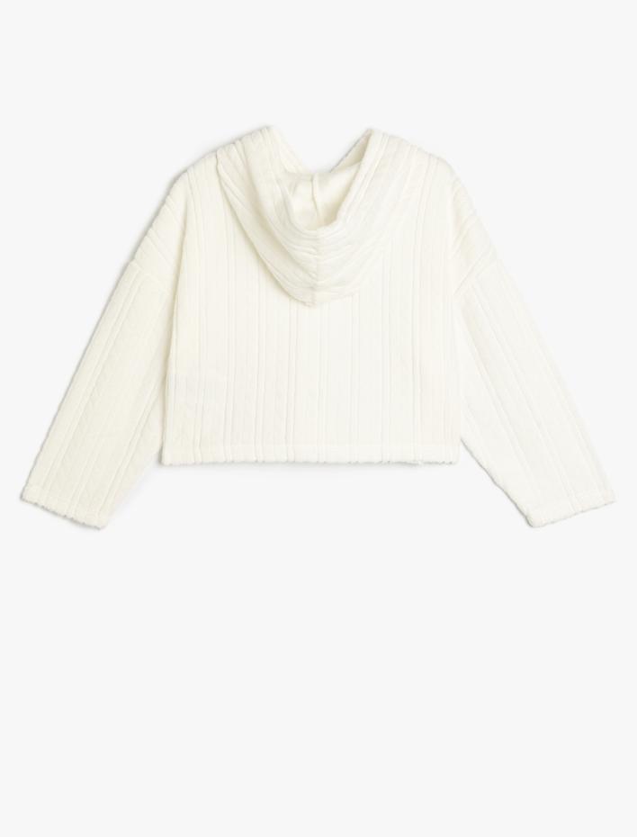Kız Çocuk Kapşonlu Sweatshirt Uzun Kollu Dokulu
