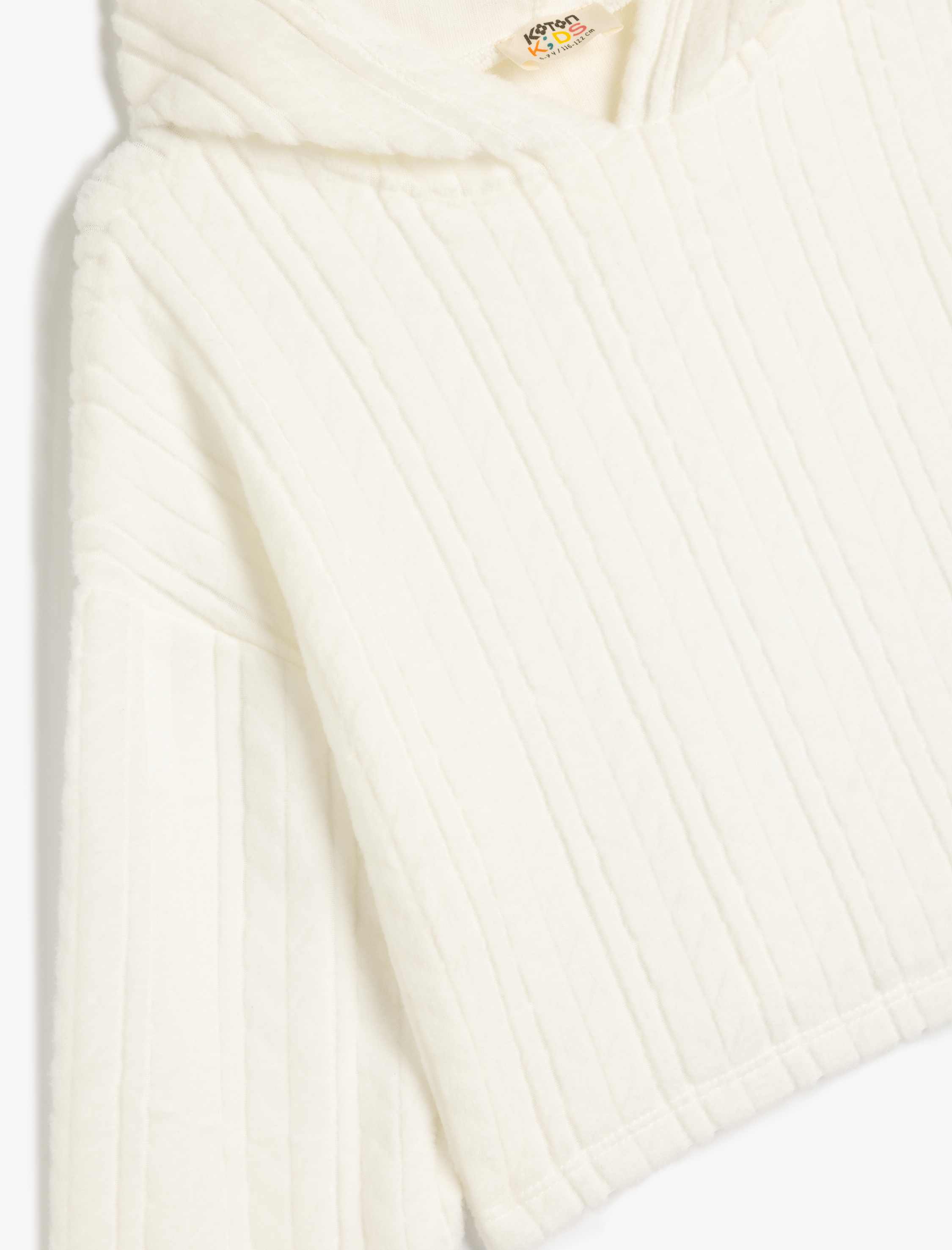 Kız Çocuk Kapşonlu Sweatshirt Uzun Kollu Dokulu