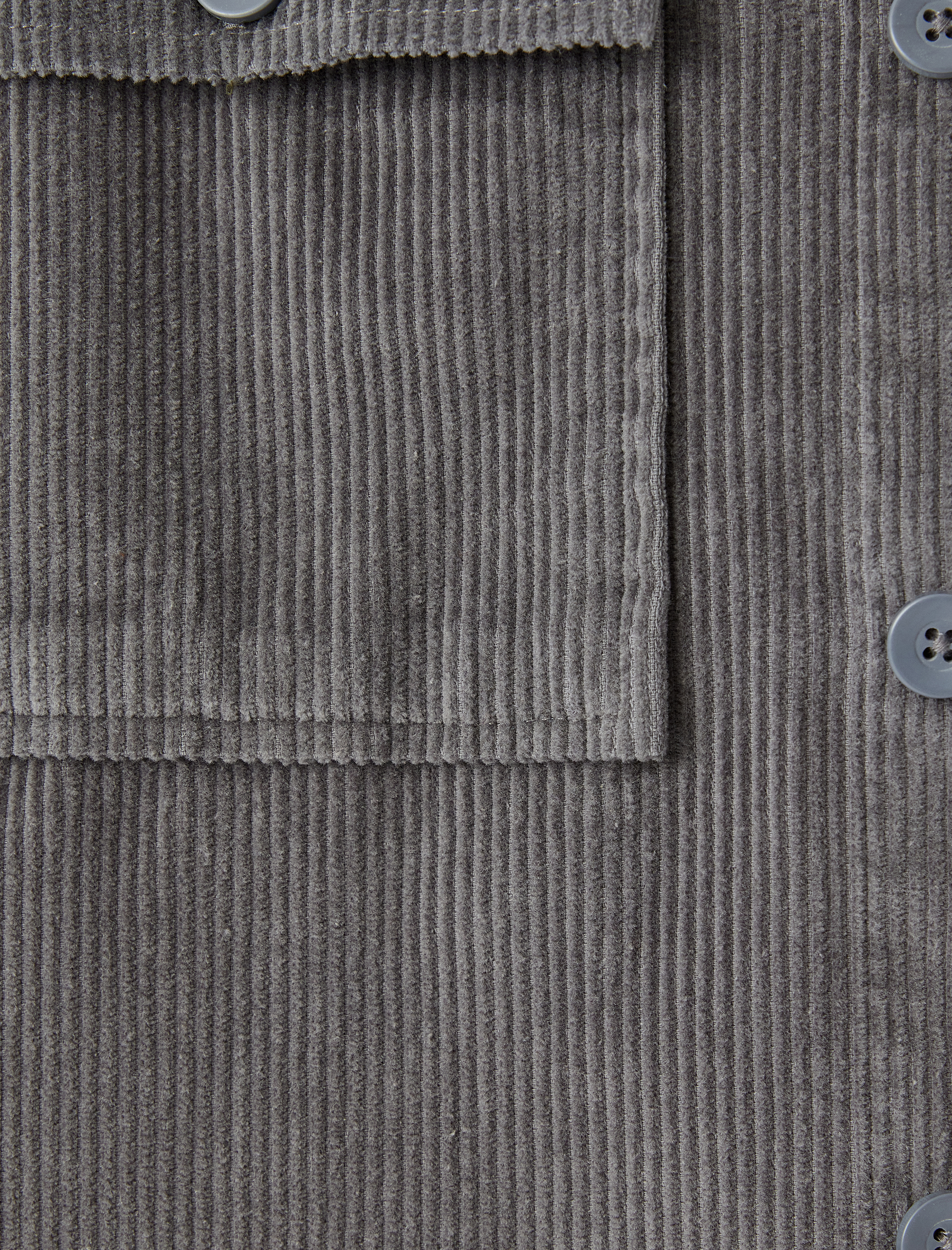   Uzun Kollu Düğmeli Cep Detaylı Pamuklu Fitilli Kadife Gömlek Ceket