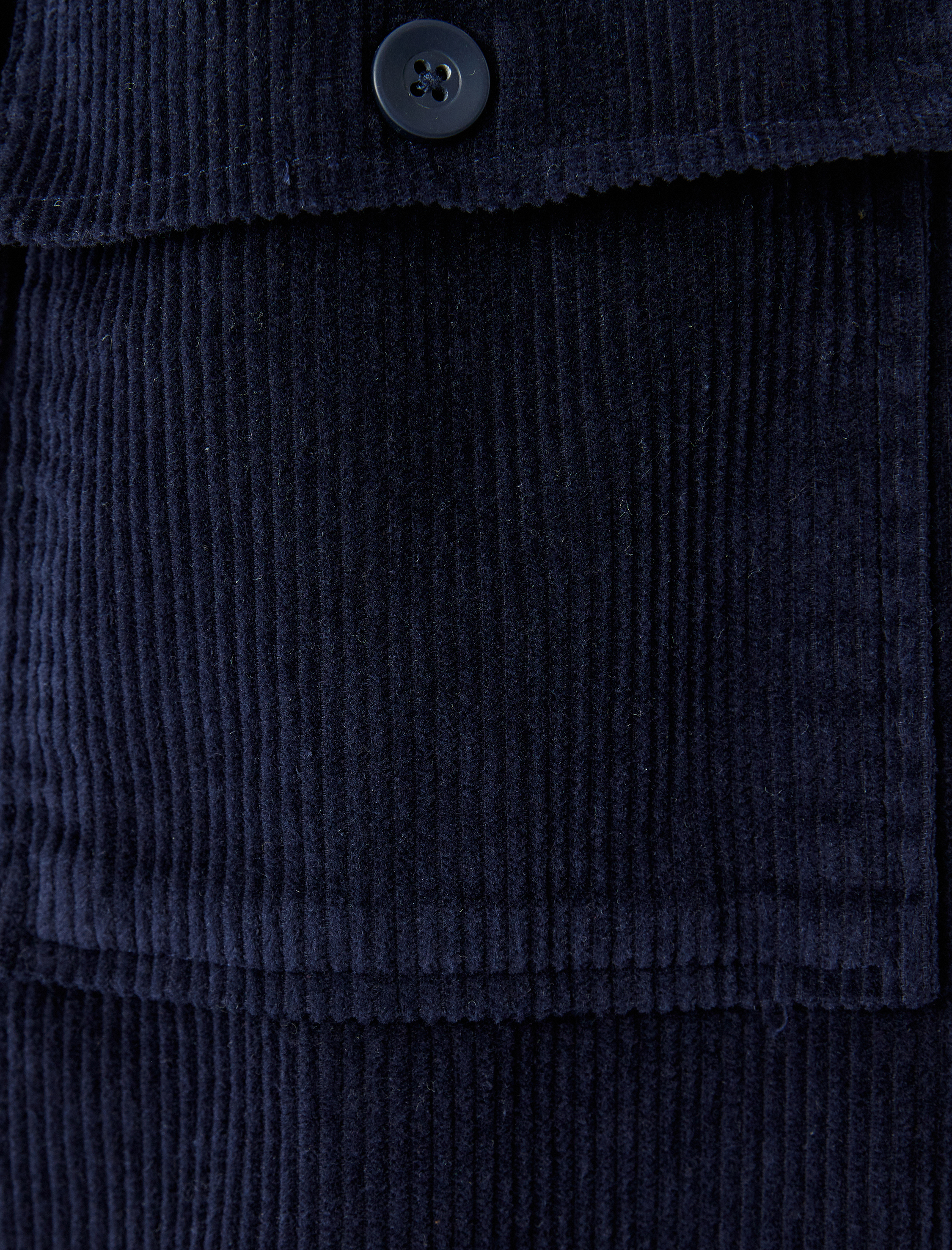   Uzun Kollu Düğmeli Cep Detaylı Pamuklu Fitilli Kadife Gömlek Ceket