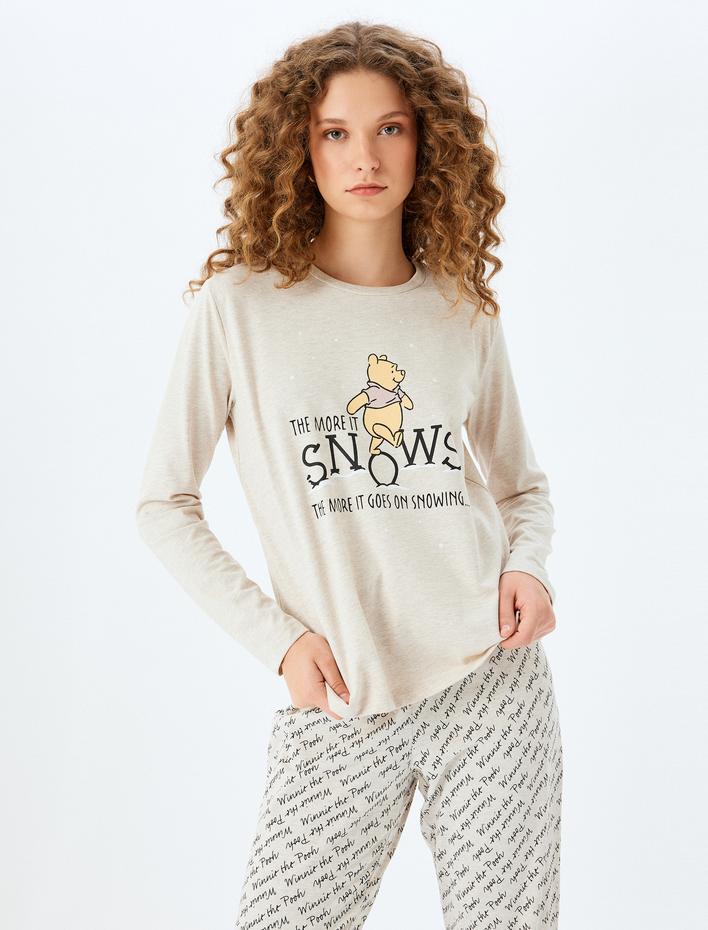  Lisanslı Winnie The Pooh Baskılı Uzun Kollu Pijama Takımı