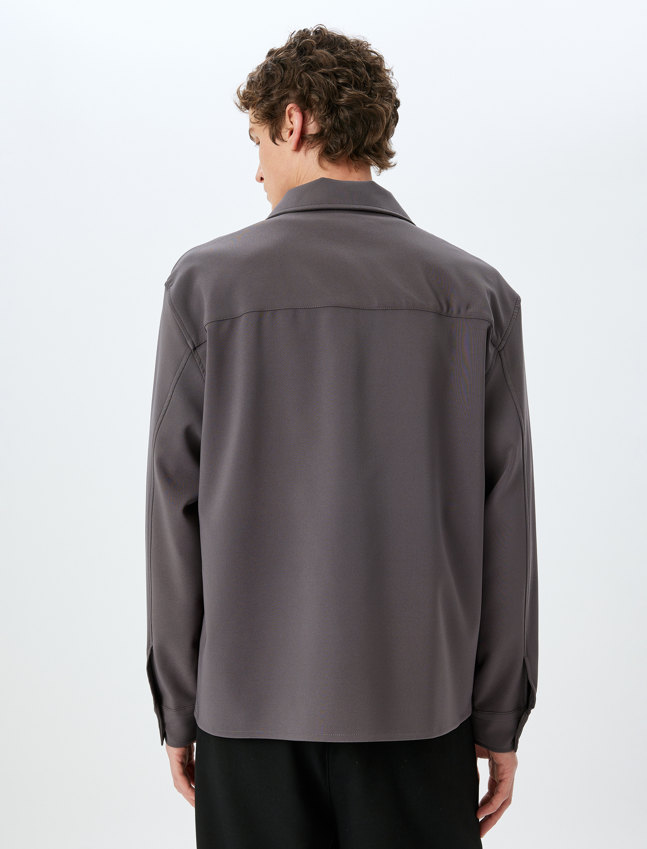   Cep Detaylı Regular Fit Düğmeli Uzun Kollu Gömlek Ceket