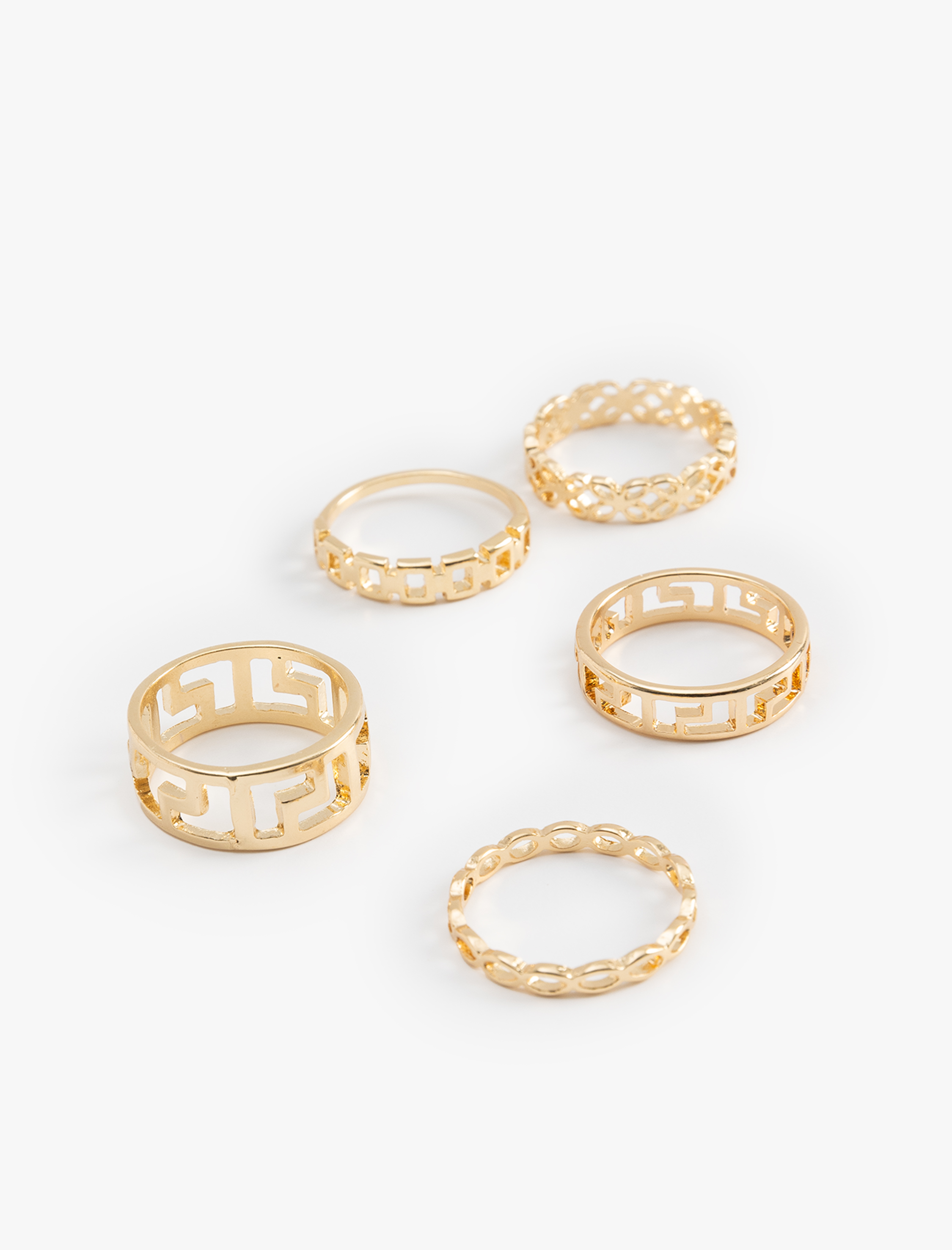  Kadın Geometrik Şekilli 5'li Yüzük Seti