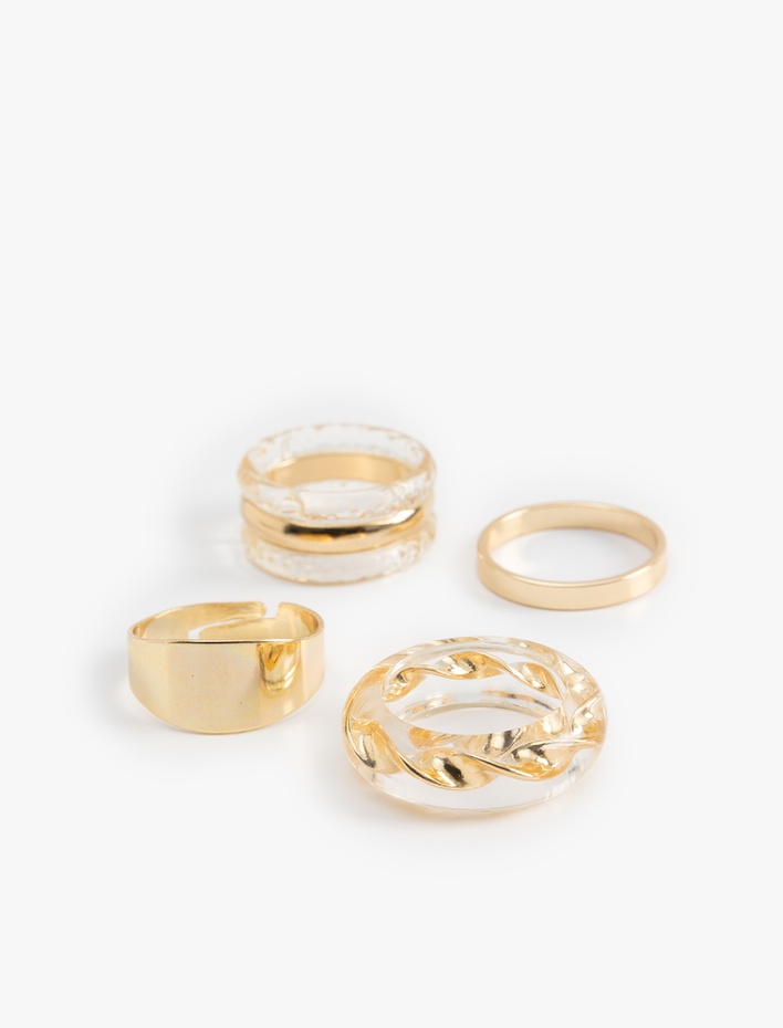 Kadın Çelik Karışımlı 4'lü Yüzük Seti