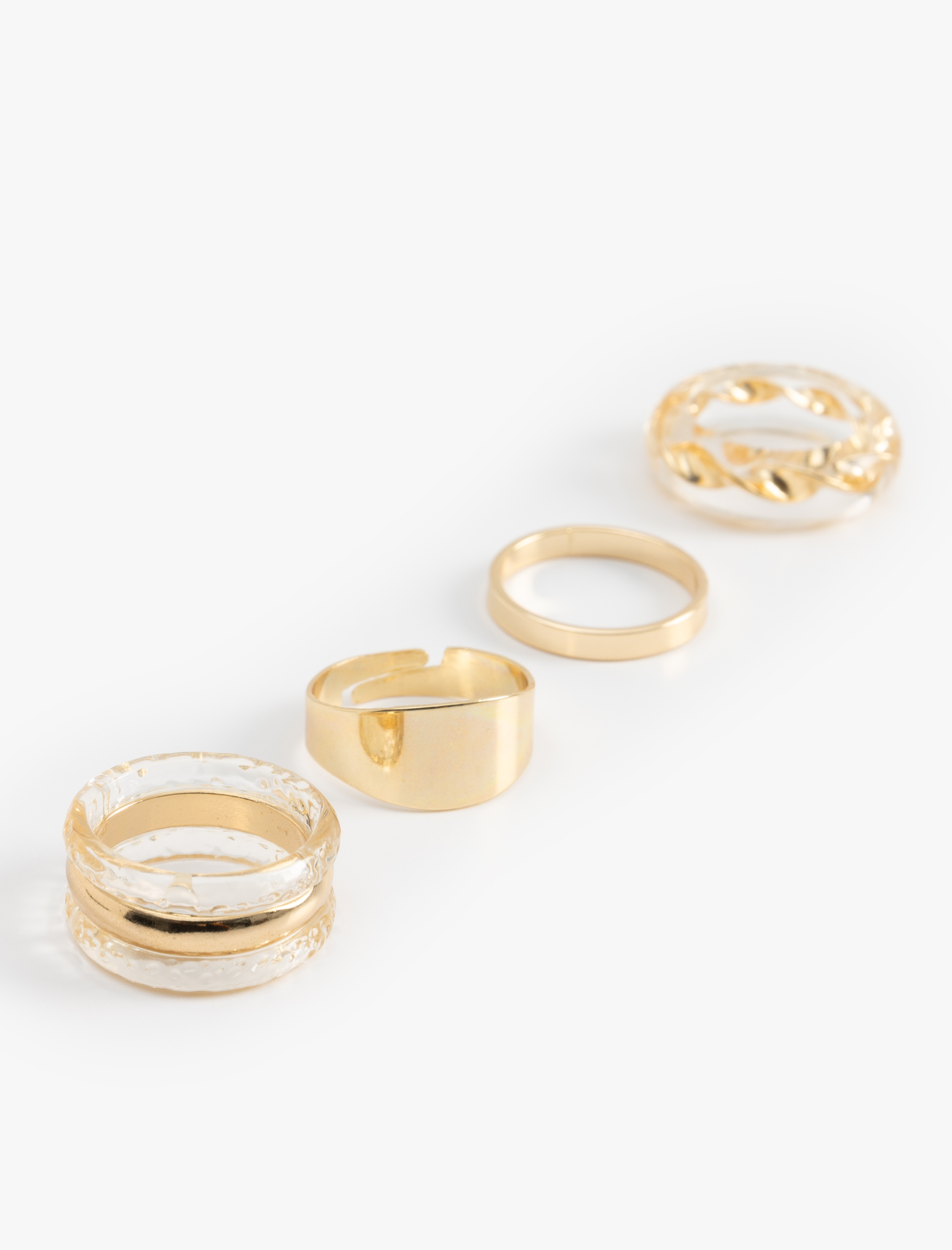  Kadın Çelik Karışımlı 4'lü Yüzük Seti