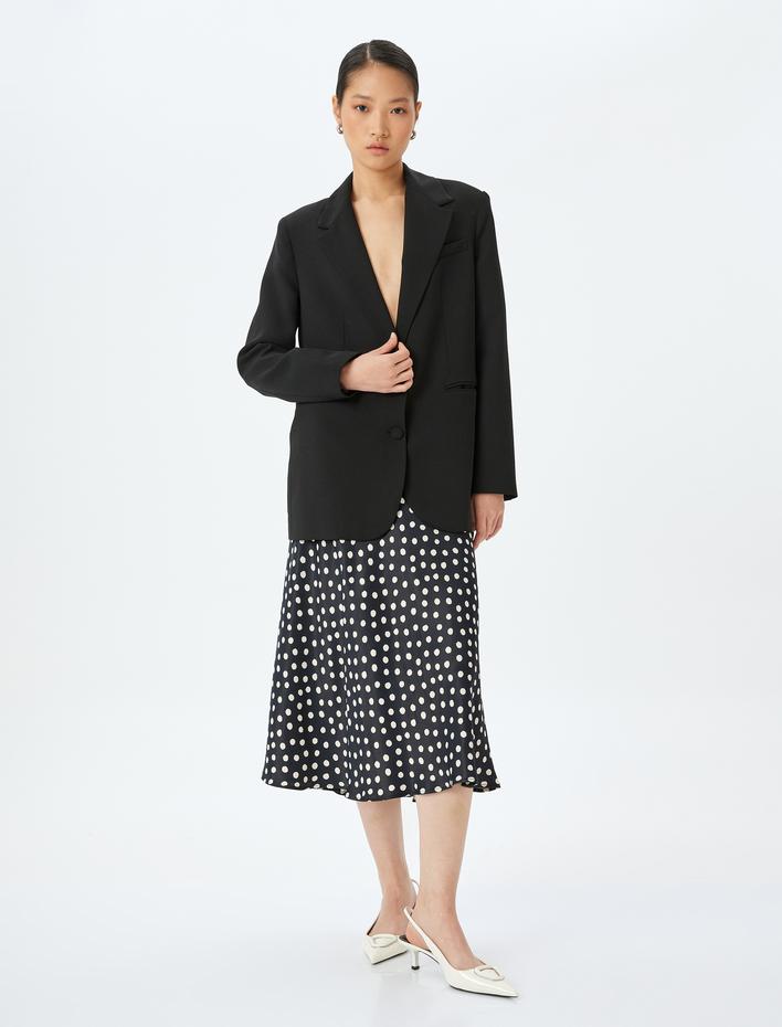  Puantiye Desenli Midi Boy Kloş Viskon Etek