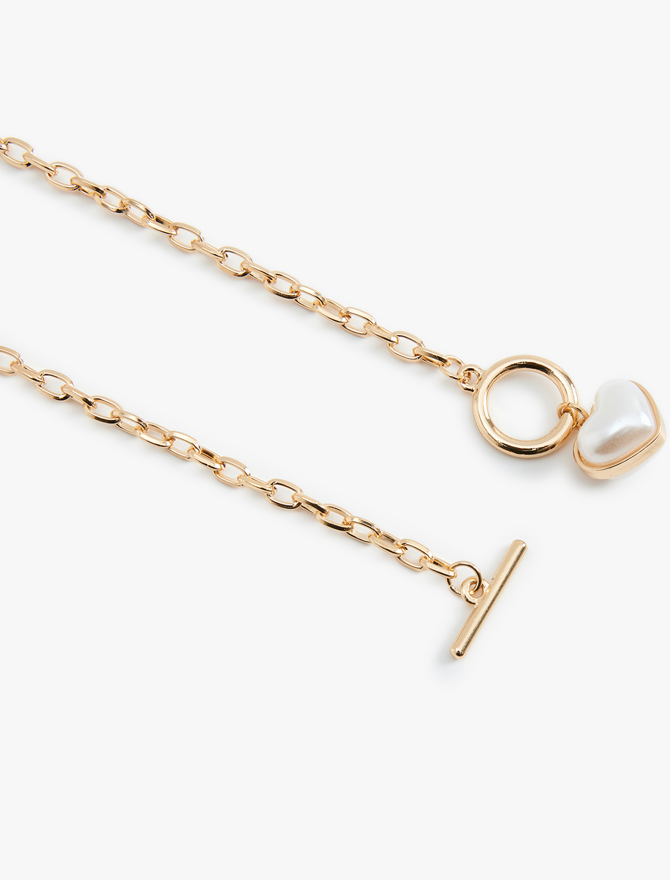  Kadın İnci Detaylı Zincir Kalpli Kolye