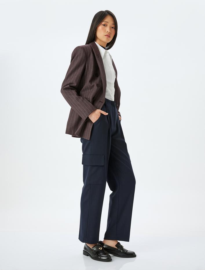  Yüksek Bel Kargo Kumaş Pantolon