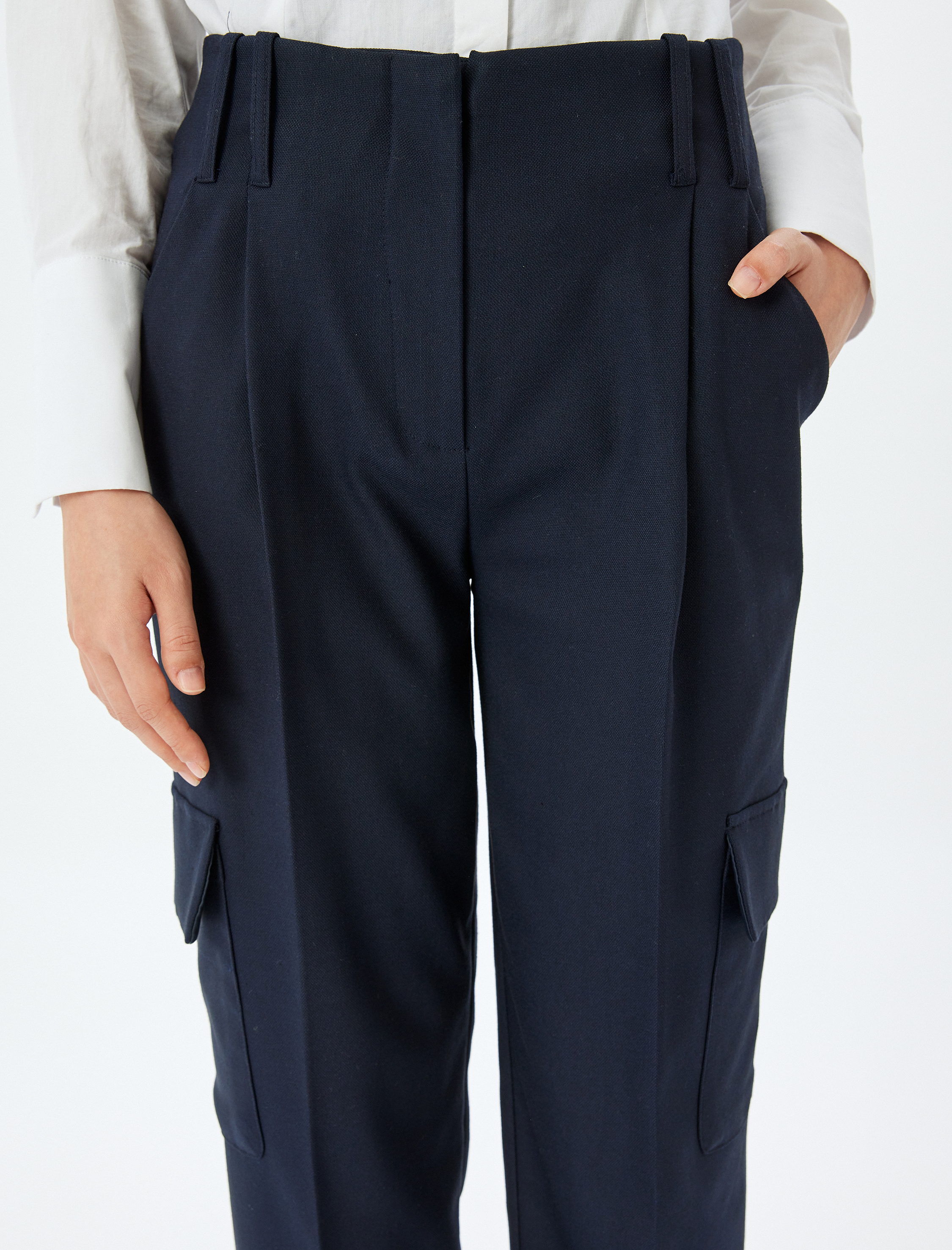   Yüksek Bel Kargo Kumaş Pantolon