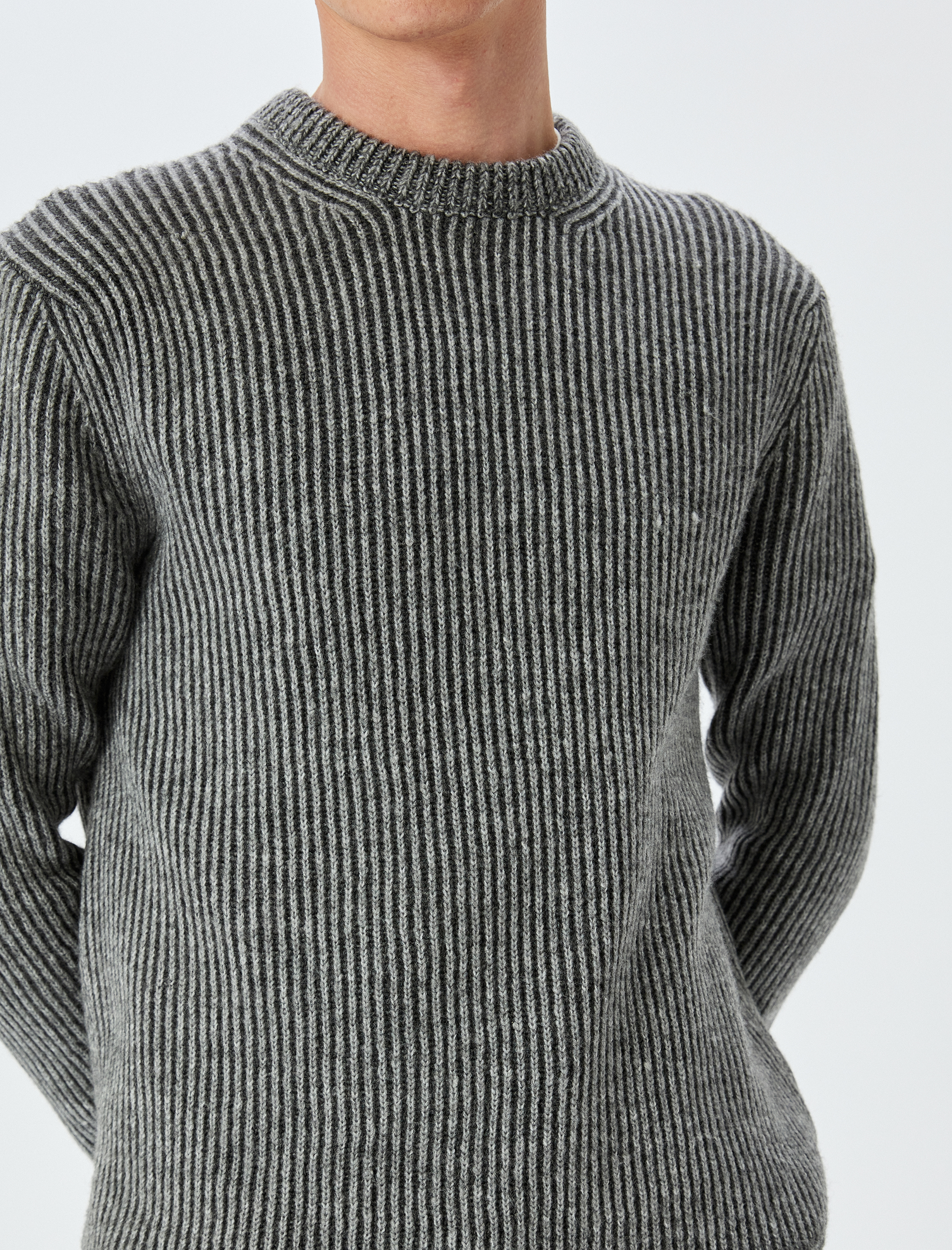   Çizgili Bisiklet Yaka Kışlık Triko Kazak