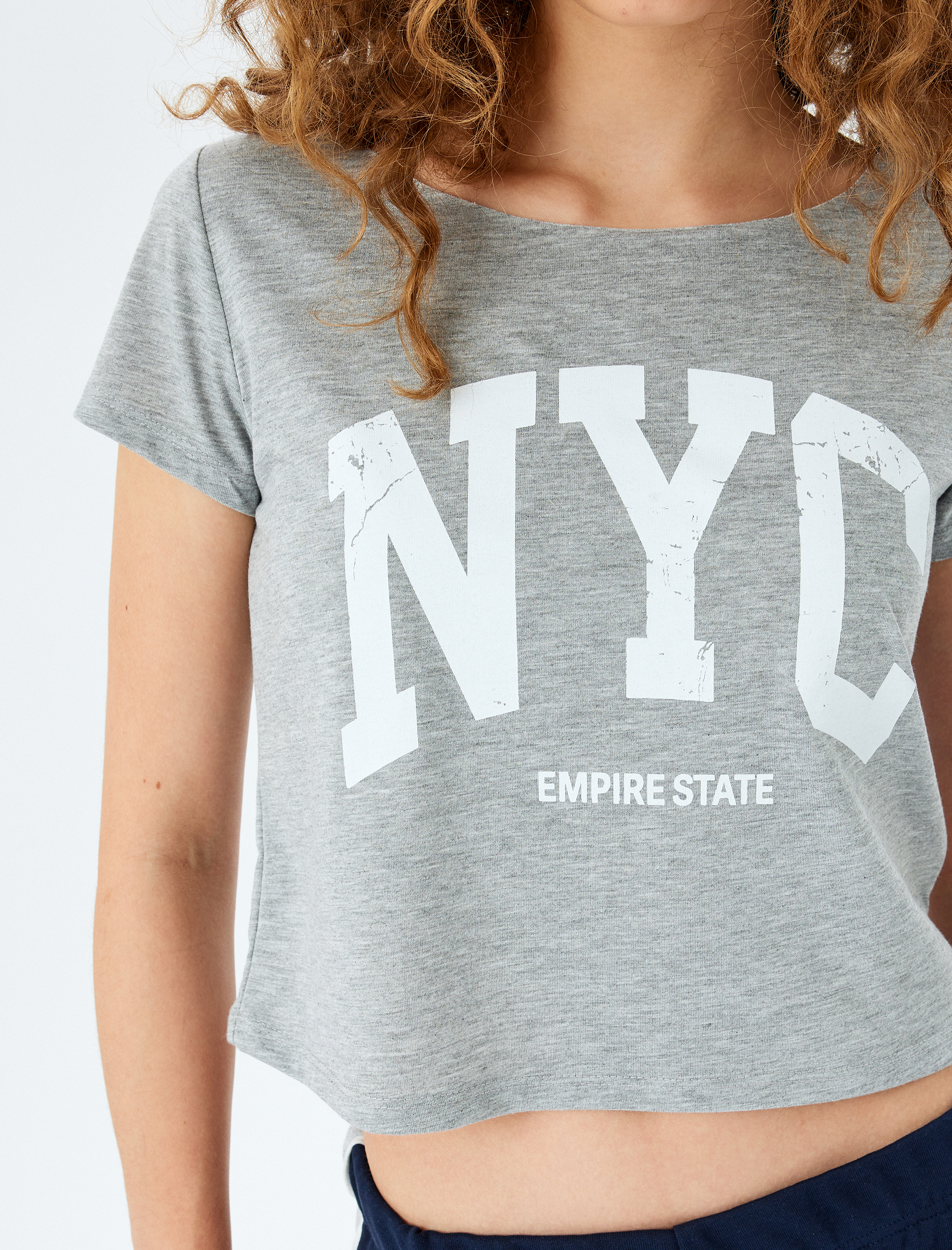   Kayık Yaka Rahat Kalıp NYC Baskılı Tişört