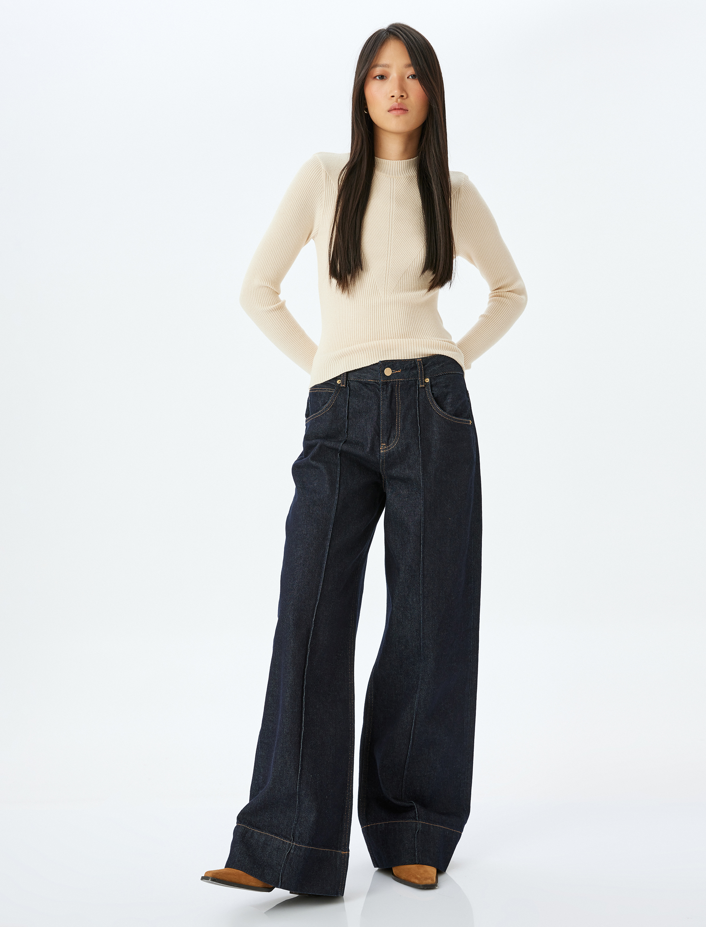   Bisiklet Yaka Uzun Kollu Triko Kazak