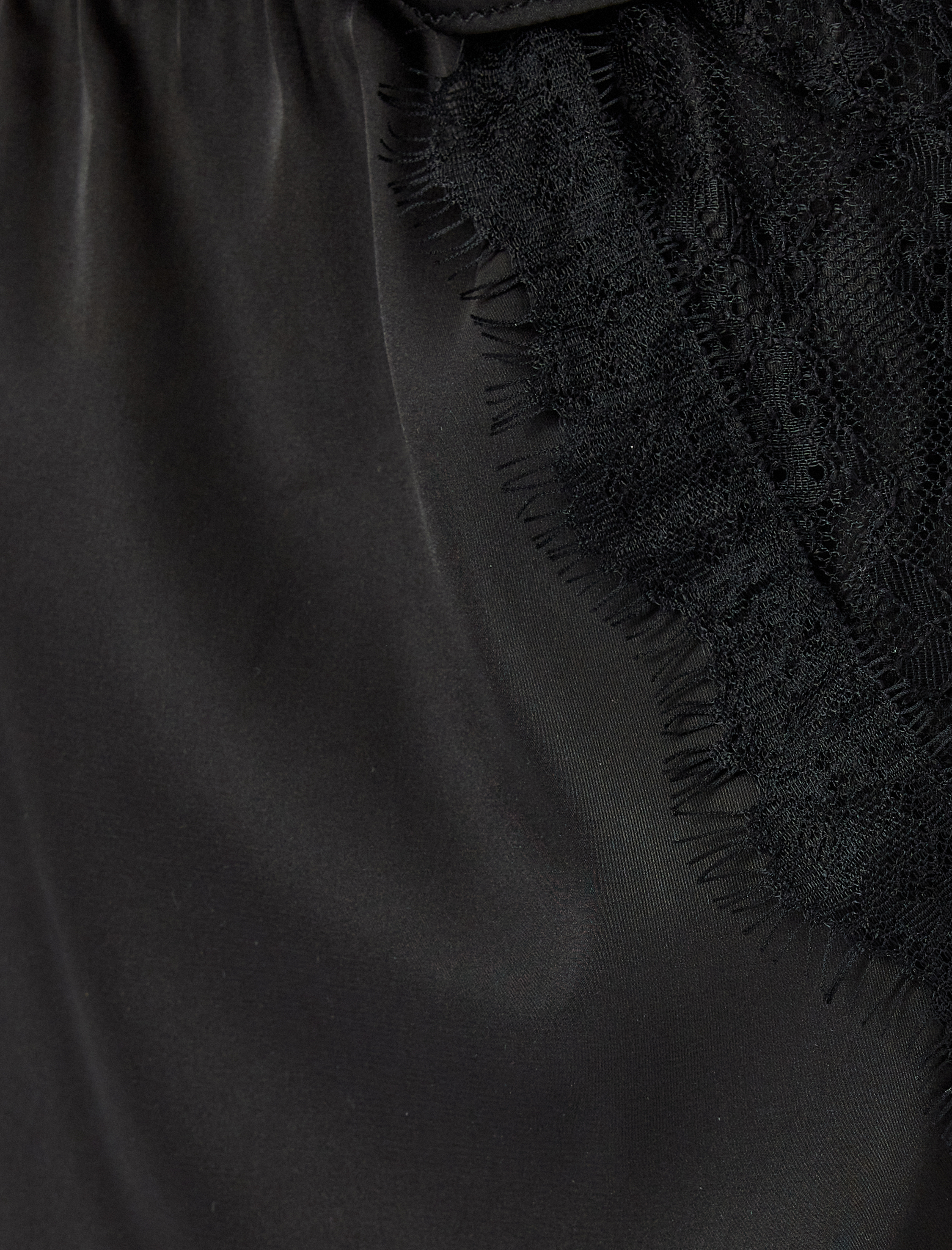   Arkası Dantelli Transparan  Mini Saten Şort Pijama Altı