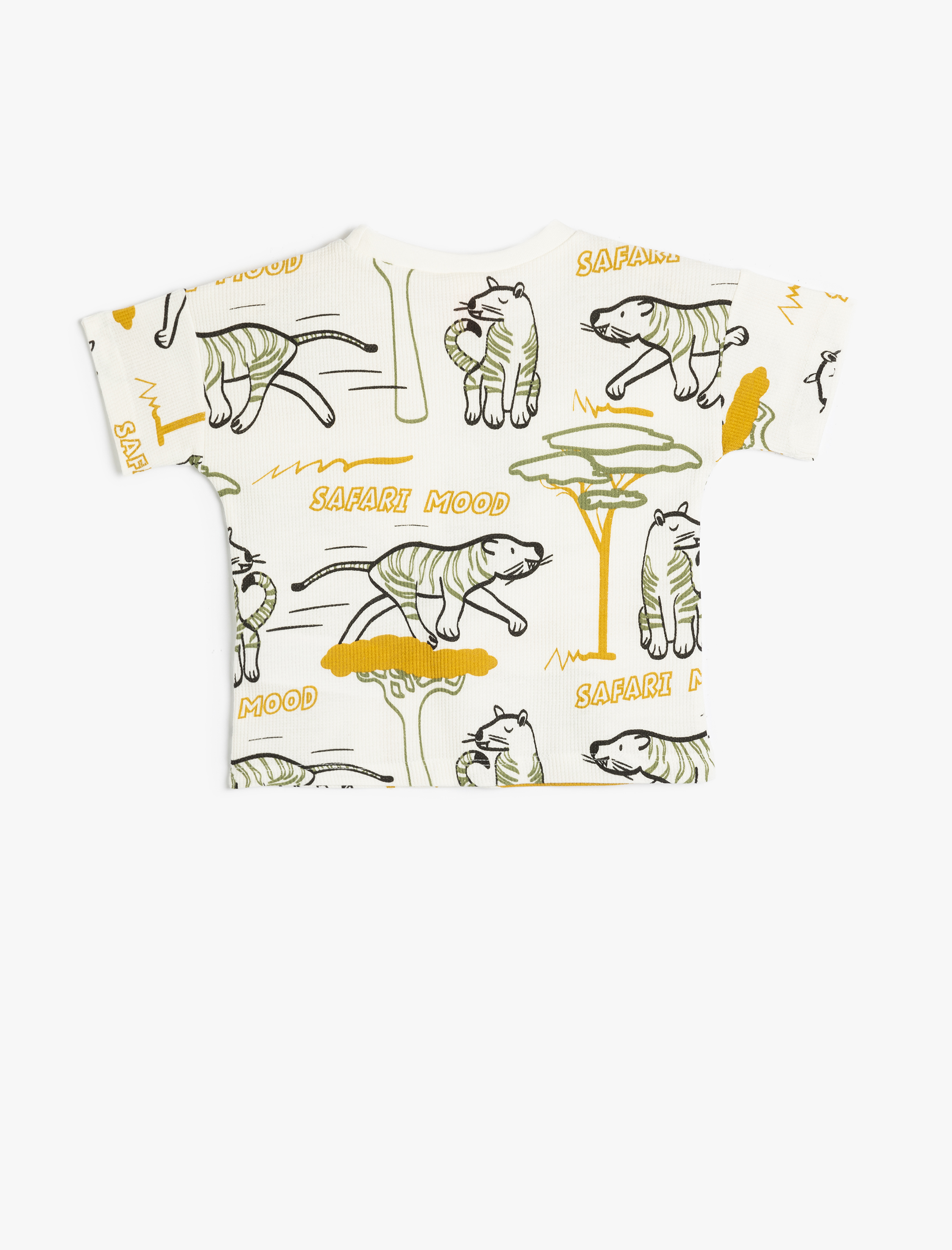  Erkek Bebek Tişört Kaplan Baskılı Kısa Kollu Bisiklet Yaka Pamuklu