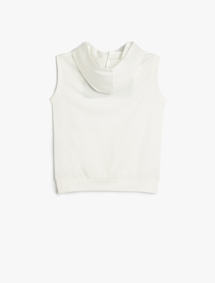 Erkek Çocuk Oversize Kapşonlu Sweatshirt Kolsuz Slogan Baskılı Kanguru Cepli