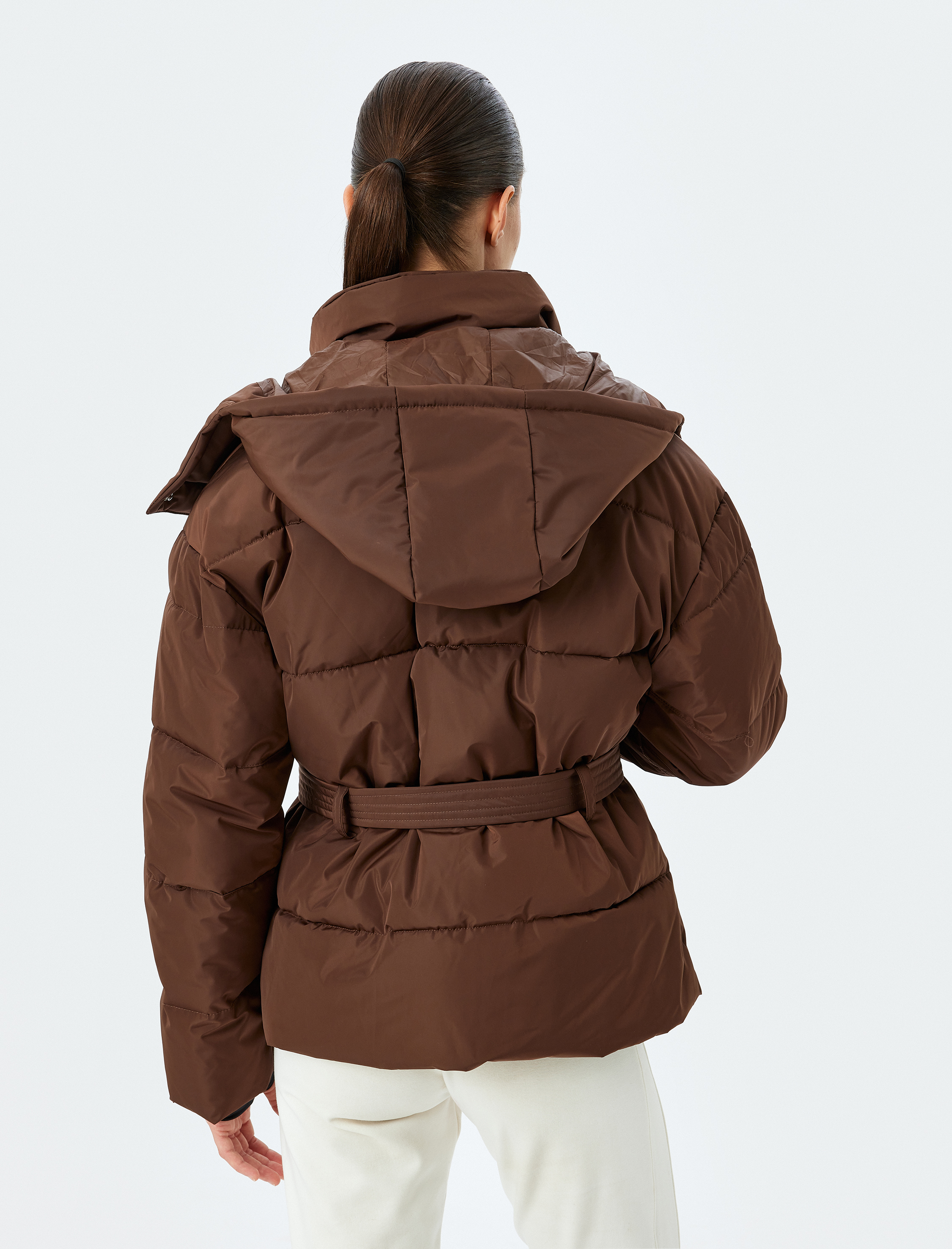   Kayak Montu Kapüşonlu Kemerli Fermuarlı Cepli