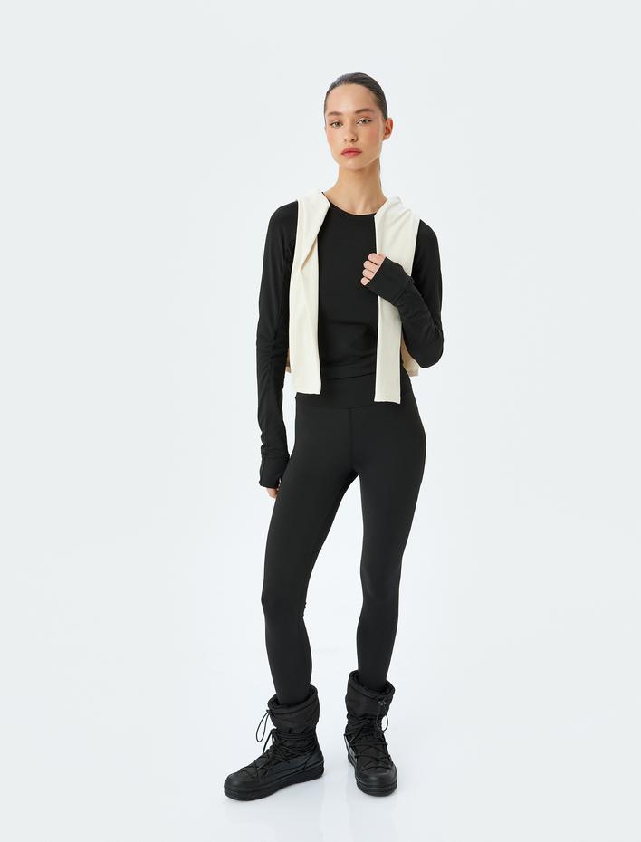  Spor Tişört Uzun Kollu Bisiklet Yaka Dikiş Detaylı Yumuşak Tuşe Şardonlu Slim Fit