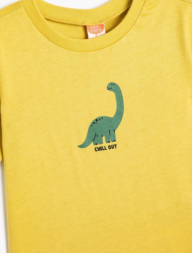 Dinozorlu Tişört Kısa Kollu Bisiklet Yaka Pamuklu_2