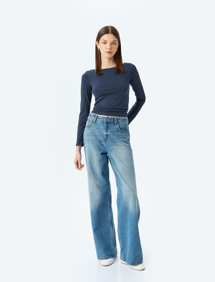  Uzun Kollu Bisiklet Yaka Slim Fit Basic Tişört