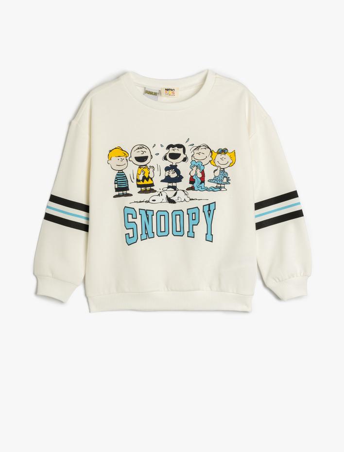 Kız Çocuk Sweatshirt Snoopy Baskılı Lisanslı Uzun Kollu Bisiklet Yaka Şardonlu