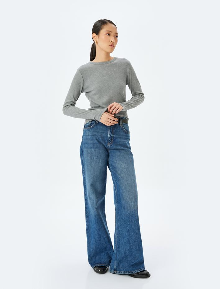  Bisiklet Yaka Slim Fit Uzun Kollu Tişört