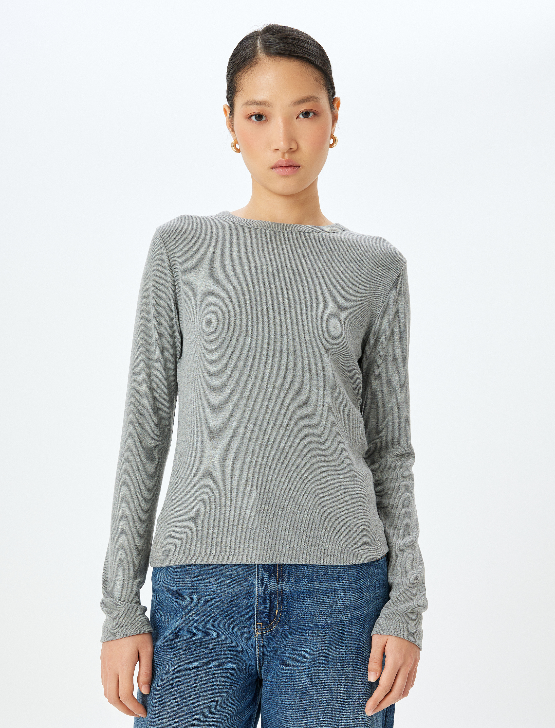   Bisiklet Yaka Slim Fit Uzun Kollu Tişört