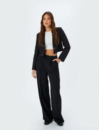 Kruvaze Yaka Crop Blazer Ceket