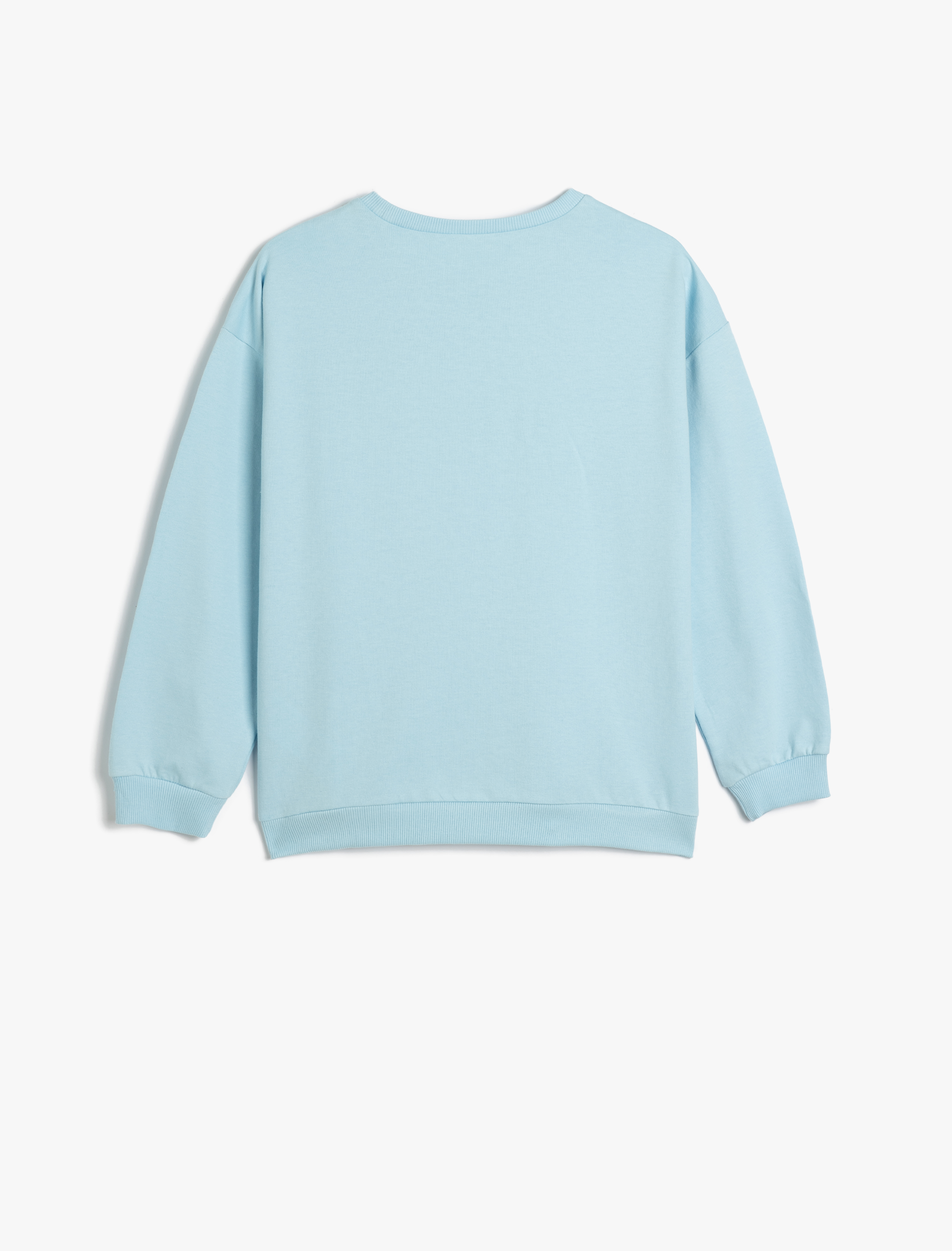 Kız Çocuk Sweatshirt Uzun Kollu Kedi Baskılı Bisiklet Yaka Pamuklu